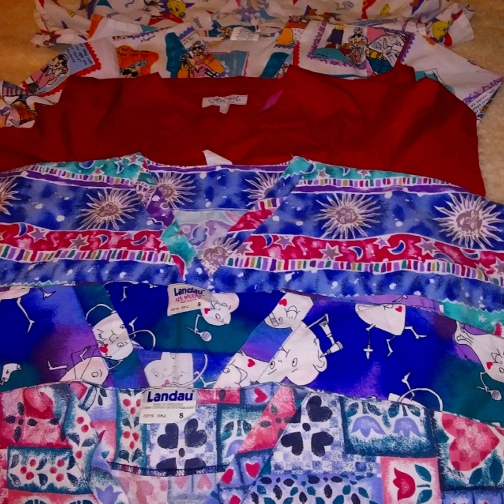 Womens scrub tops and pants and womens jeans